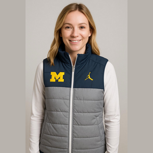 Nike Michael Jordan Puffer Vest Grey Navy Size M